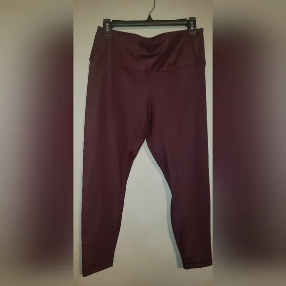 90 degree by Reflex faux leather ankle leggings. Size L. Color is a wine color. - Picture 2 of 4